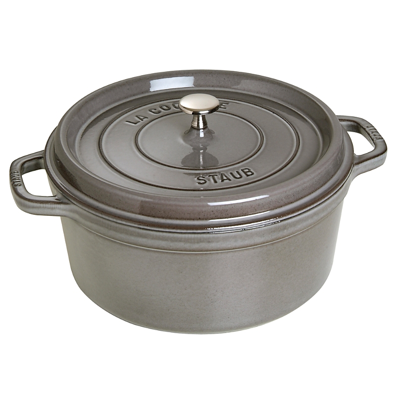 Staub Round Cocotte, 13.25 Quart In Graphite Gray
