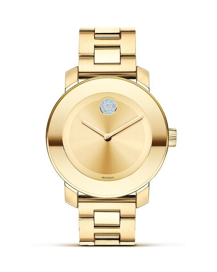 MOVADO BOLD YELLOW GOLD PLATED MUSEUM DIAL WATCH, 36MM,3600104