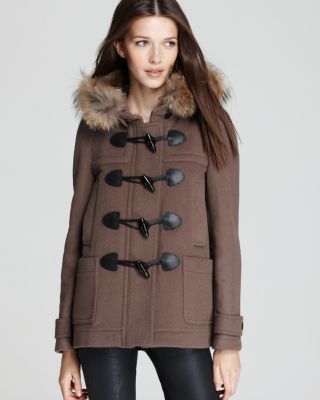 burberry duffle coat with fur hood