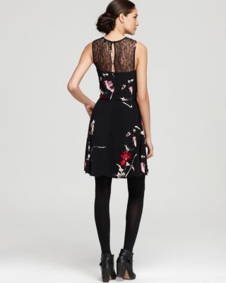FRENCH CONNECTION Dress - Anya Lace Yoke Floral Printed | Bloomingdale's  Women