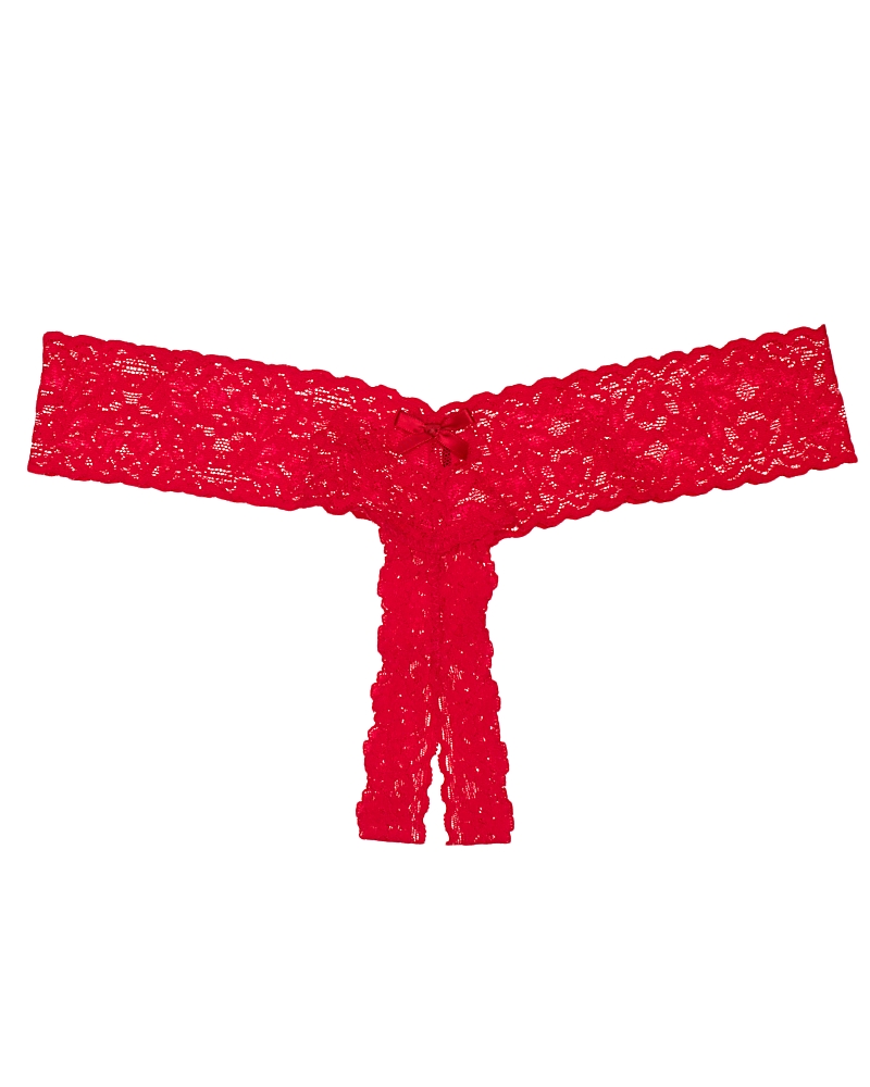 Hanky Panky After Midnight Signature Lace Open-panel Low-rise Thong In Red