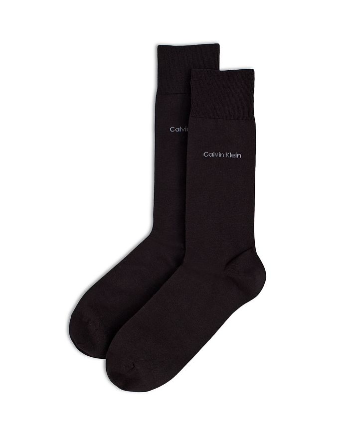 Calvin Klein Giza Cotton Flat Knit Socks In Black