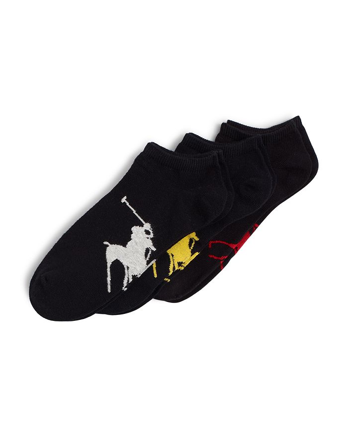 Shop Polo Ralph Lauren Big Polo Player Socks, Pack Of 3 In Black