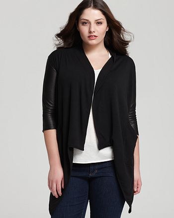Jet By John Eshaya Plus Brushed Blanket Jacket With Perforated