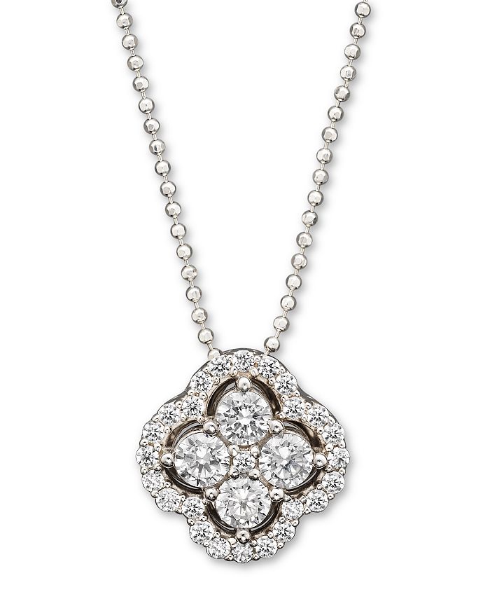Bloomingdale's Diamond Clover Pendant Necklace In 14k White Gold,.75 Ct. T.w. - 100% Exclusive In White Gold/white Diamonds