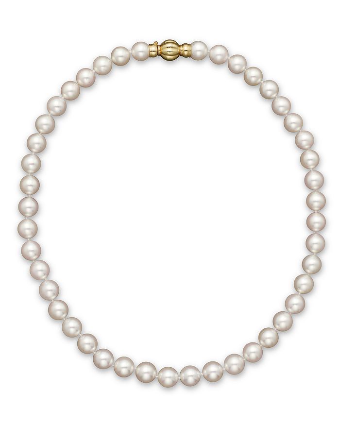 Bloomingdale's 14k Yellow Gold Cultured Akoya Pearl Necklace, 17 In Yellow Gold/white Pearl
