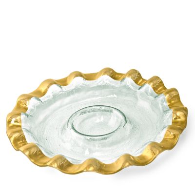 Annieglass - Ruffle Round Chip & Dip Server