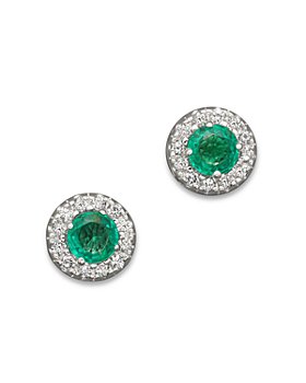 Bloomingdale's - Emerald and Diamond Stud Earrings in 14K White Gold, .35 ct. t.w. - 100% Exclusive