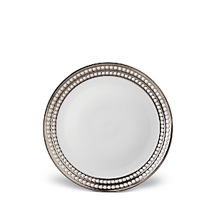 Shop L'objet Perlee Platinum Dinner Plate In Platinum And White