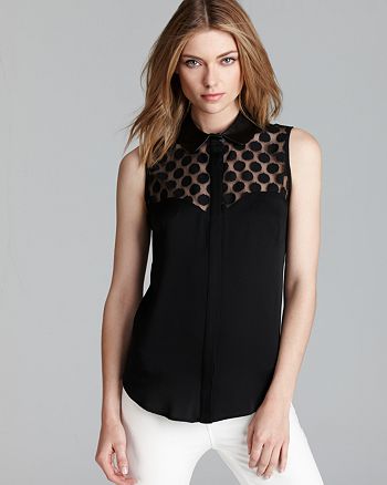 MILLY Top - Natalia Leather Collar | Bloomingdale's