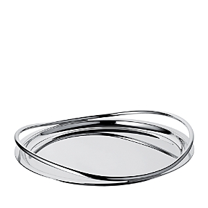 Shop Christofle Vertigo Round Tray In Silver