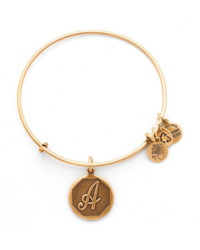 Alex and Ani Initial M Charm Bangle Bracelet in Shiny Silver