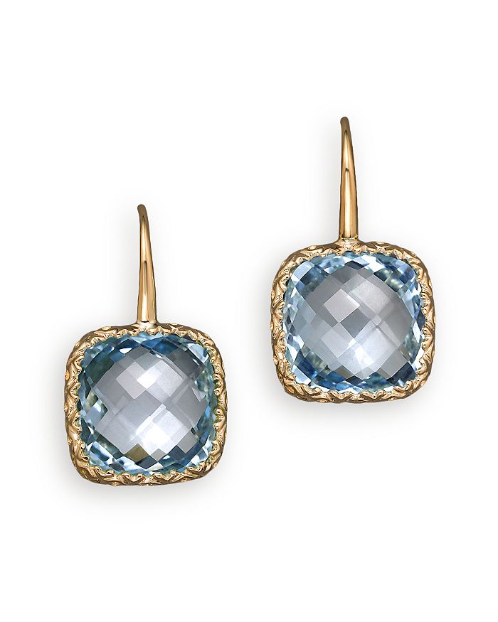 Bloomingdale's 14k White Gold And Sky Blue Topaz Drop Earrings - 100% Exclusive In Yellow Gold