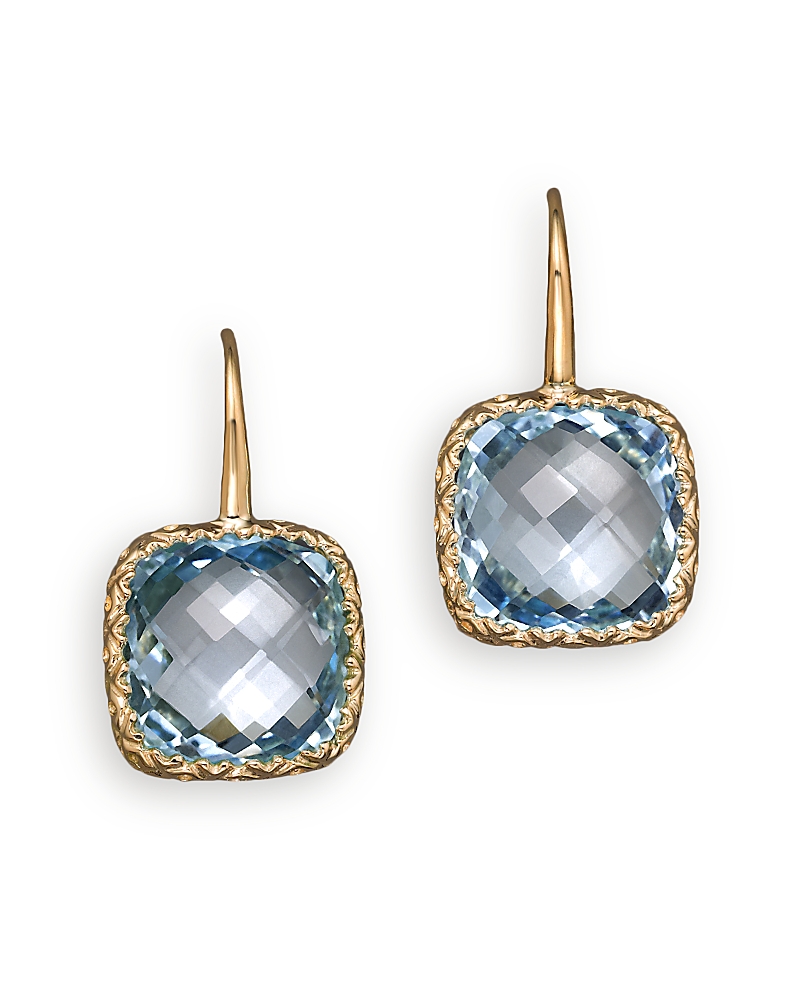 14K White Gold and Sky Blue Topaz Drop Earrings