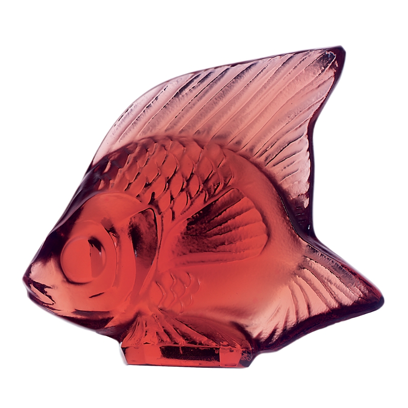 Lalique Classic Fish In Golden Red