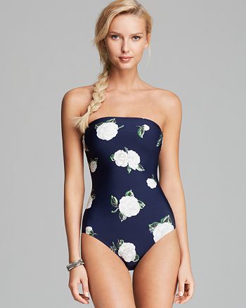 Juicy Couture Black Label - Camellia Couture Bandeau Lace Up Maillot One Piece Swimsuit