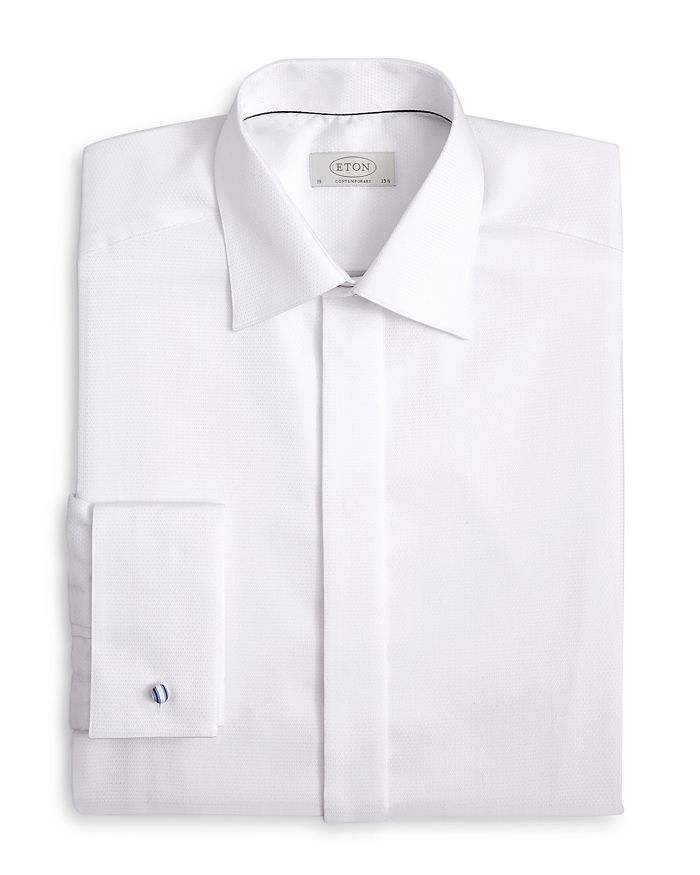 Shop Eton Contemporary Fit Diamond Weave Tuxedo Shirt In White