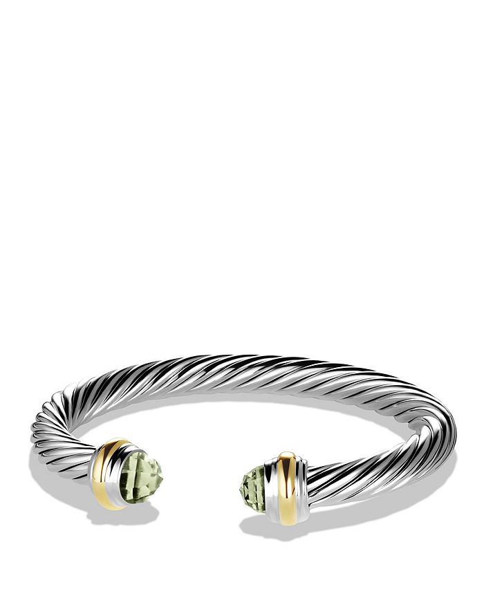 David Yurman Cable Classics Bracelet With Gemstone And Gold In Prasiolite