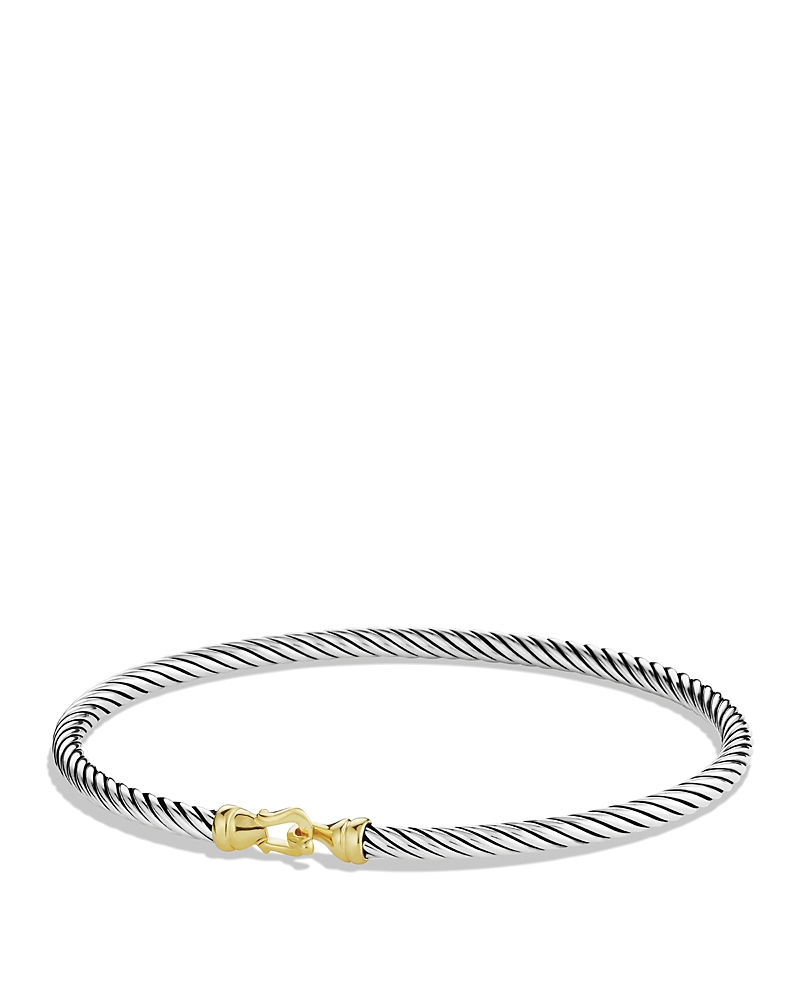 David Yurman Cable Collectibles Buckle Bangle Bracelet with 18K Gold, 3mm