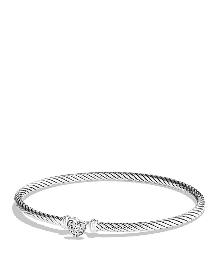 David Yurman - Cable Collectibles Heart Bracelet with Diamonds, 3mm