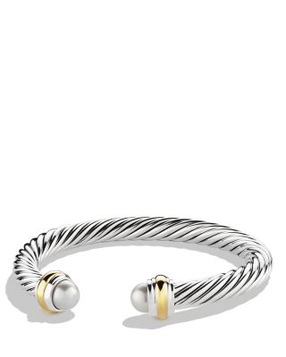 David Yurman Cable Classics Bracelet with Cultured Freshwater Pearls and 14K Yellow Gold