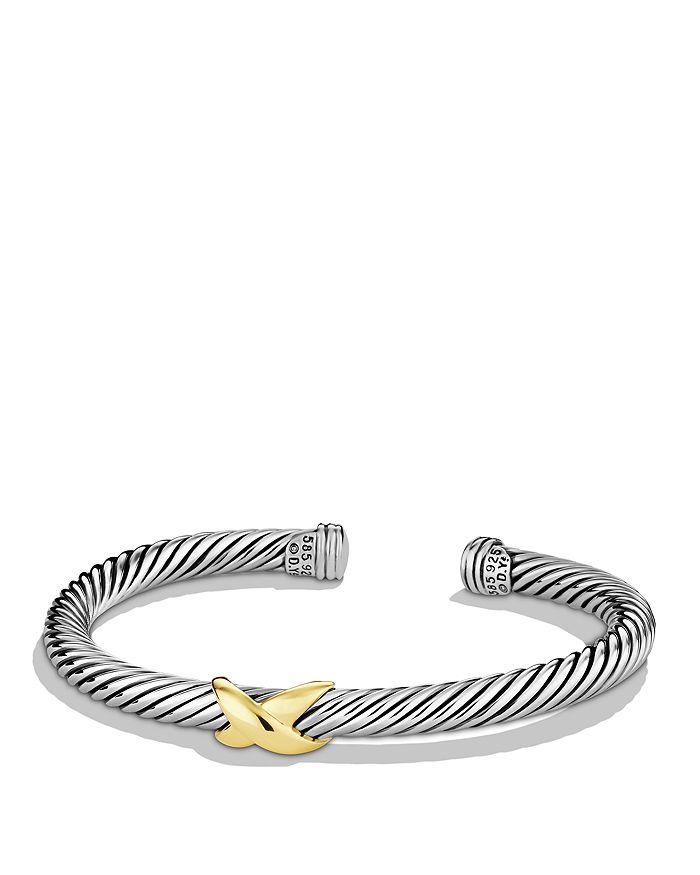 Shop David Yurman X Bracelet With 14k Gold In Silver/yellow Gold