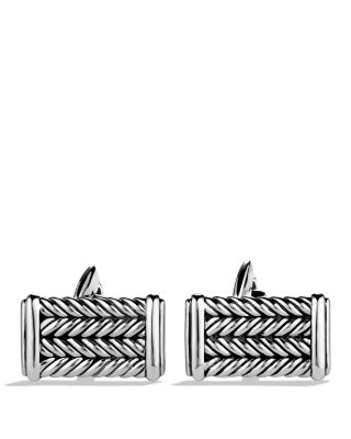 Chevron Cufflinks in Sterling Silver, 22.8mm
