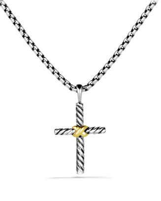 David Yurman Petite X Cross Necklace with 14K Gold | Bloomingdale's