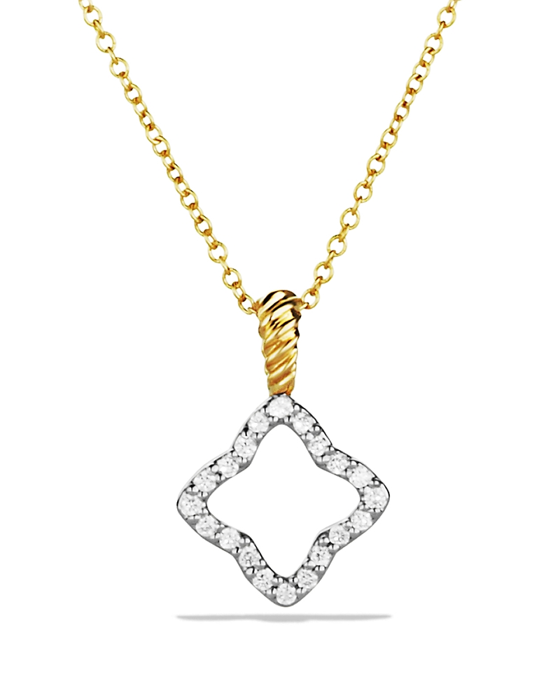 David Yurman Cable Collectibles Quatrefoil Pendant Necklace with Diamonds in 18K Gold