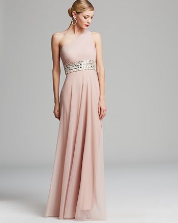JS Collections - Gown - One Shoulder with Beaded Waist