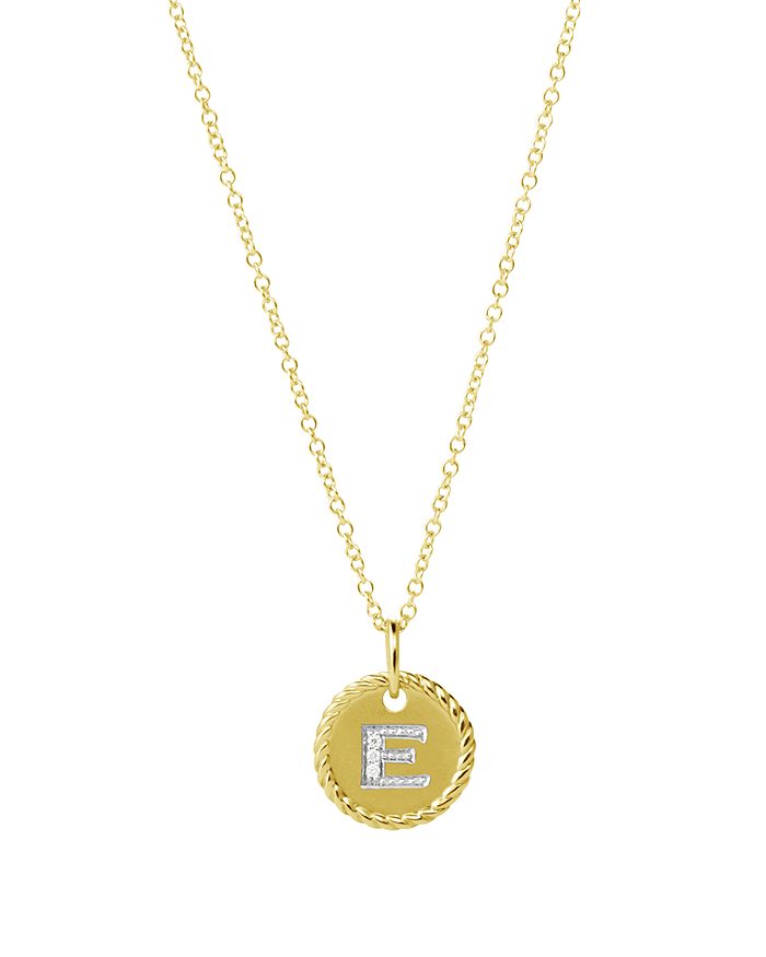 DAVID YURMAN CABLE COLLECTIBLES INITIAL PENDANT WITH DIAMONDS IN GOLD ON CHAIN, 16-18,N08792 88ADI18E