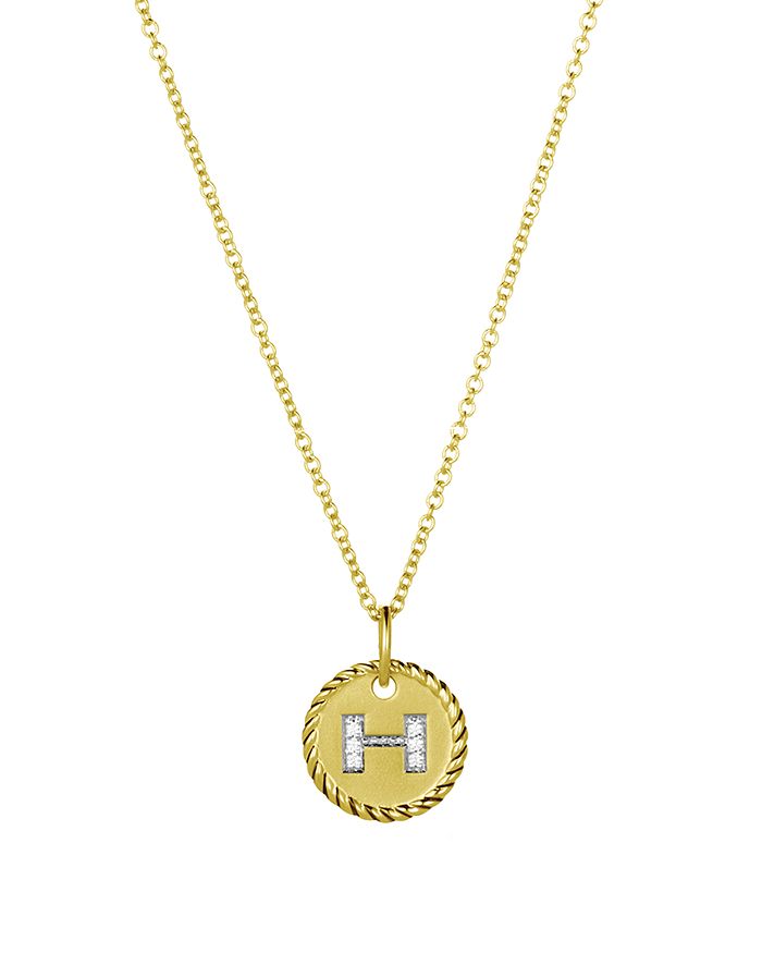 DAVID YURMAN CABLE COLLECTIBLES INITIAL PENDANT WITH DIAMONDS IN GOLD ON CHAIN, 16-18,N08792 88ADI18H