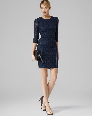 black illusion lace dress Black Illusion Lace Top Long Sleeves A Line Long Prom Dress, Black / L