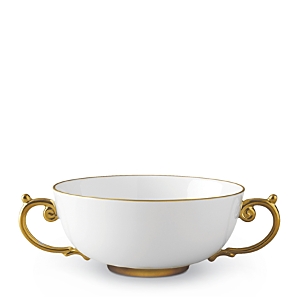L'objet Aegean Soup Bowl With Handles In White/24k Gold
