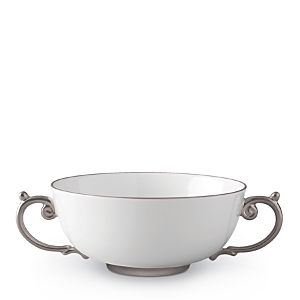 L'objet Aegean Soup Bowl With Handles In White/platinum