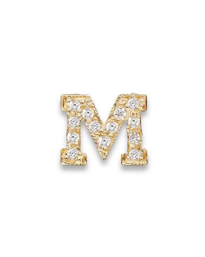 Shop Zoë Chicco 14k Yellow Gold Pave Single Initial Stud Earring, 0.04-0.06 Ct. T.w.