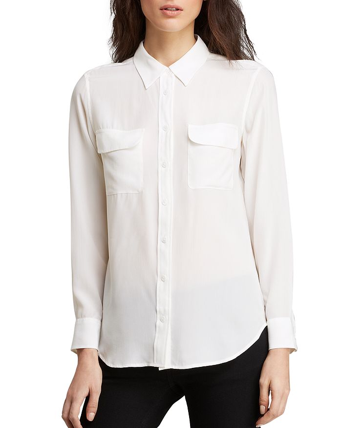 Shop Equipment Slim Signature Silk Shirt In Bright White
