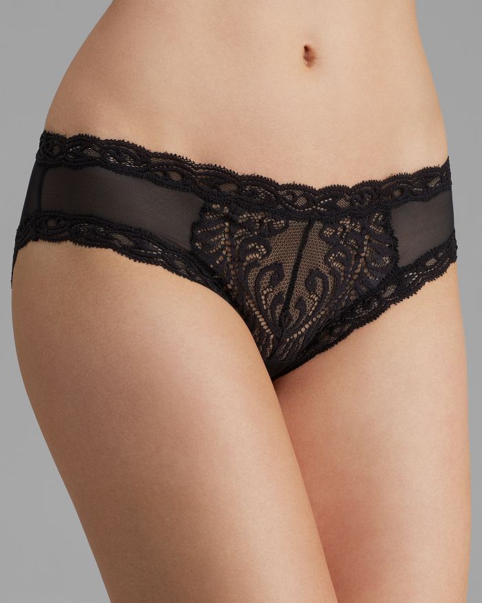 Shop Natori Feathers Hipster In Black