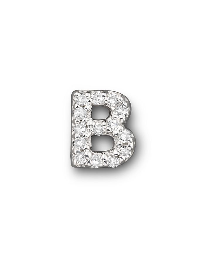 Kc Designs Diamond Initial Stud Earring In 14k White Gold In B