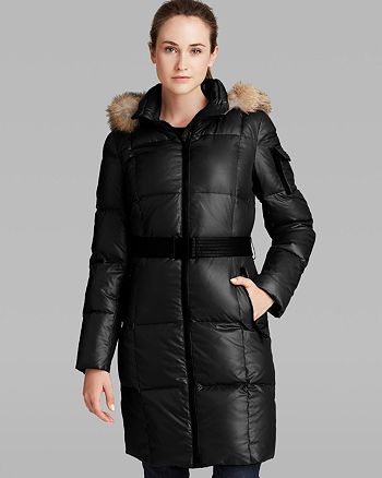 Marc New York - Abbie Fur Trimmed Hood Belted Coat