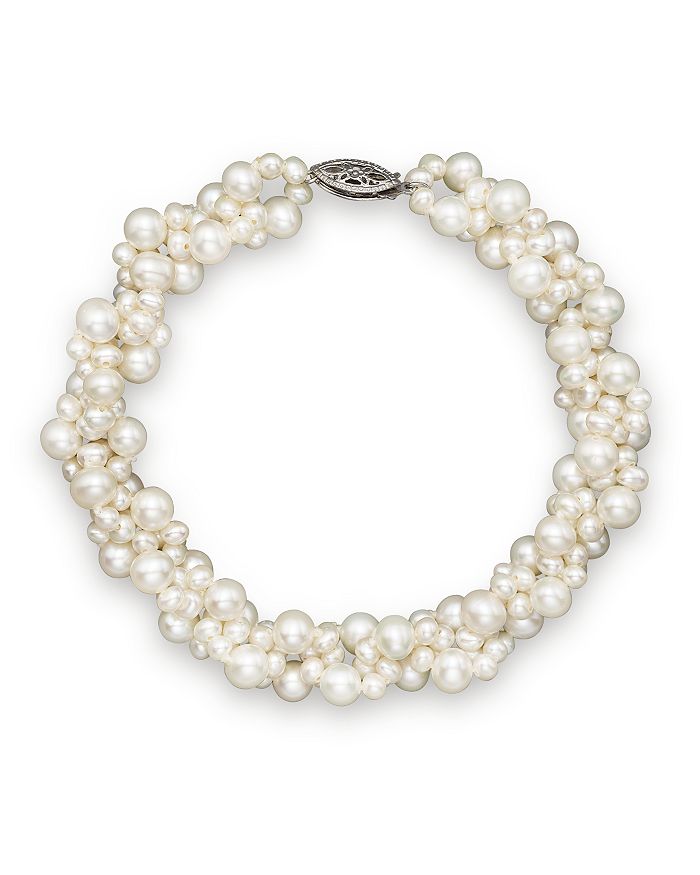 Bloomingdale's Cultured Freshwater Pearl Woven Bracelet In 14k White Gold, 3mm