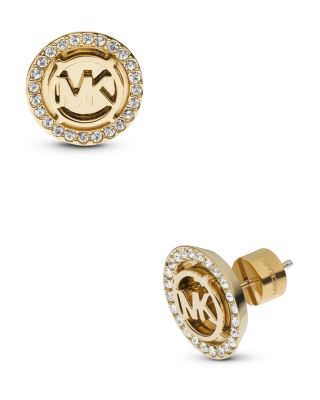 Michael Kors Pavé MK Logo Stud Earrings 