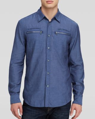 zipper button down shirt