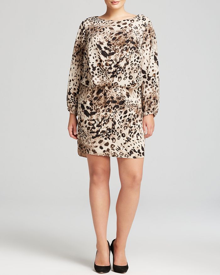 Vince Camuto Women's Metallic Animal Print Stretch Dress Brown Metallc Size 16