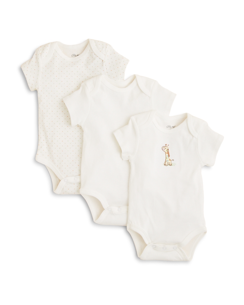 Little Me Unisex Giraffe Bodysuit, 3 Pack - Baby In Marshmallow