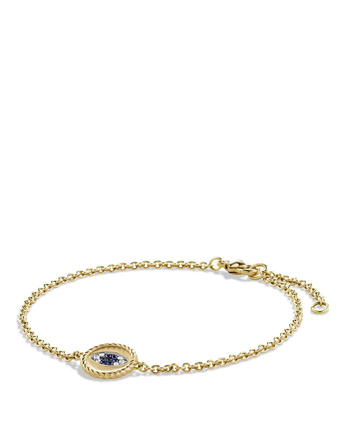 David Yurman - Cable Collectibles Evil Eye Charm with Blue Sapphire, Diamonds and Black Diamonds in 18K Gold