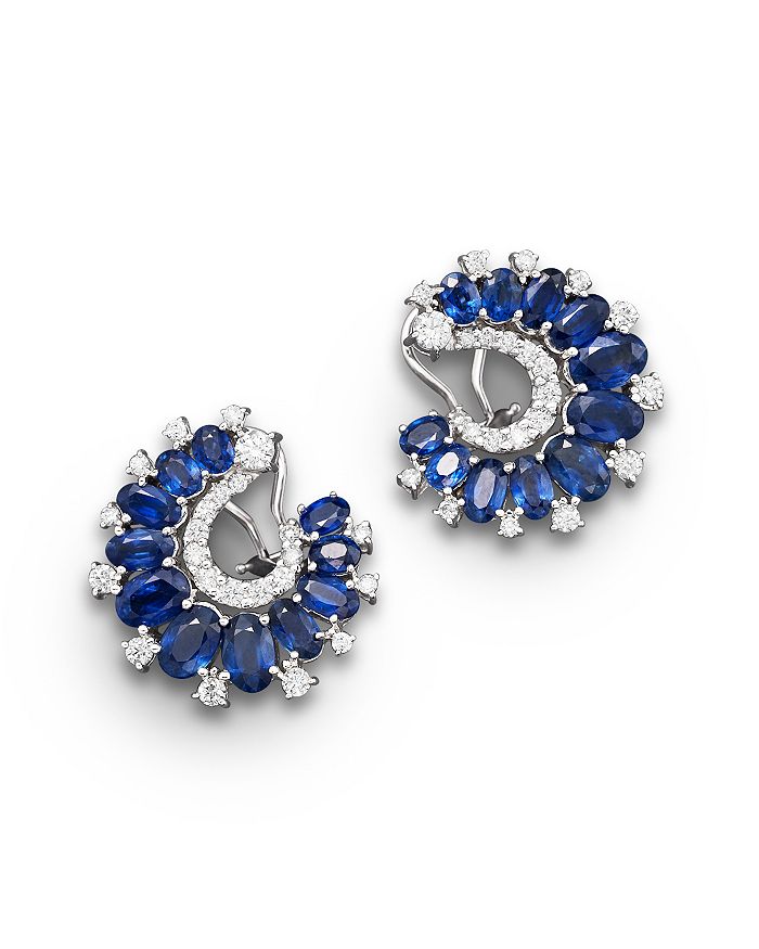 Bloomingdale's Sapphire And Diamond Earrings In 14k White Gold - 100% Exclusive In Blue