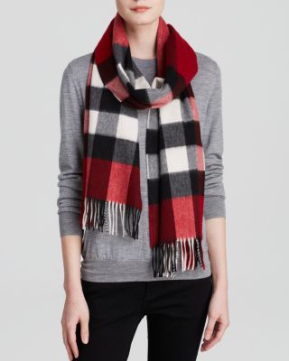 half mega check cashmere scarf