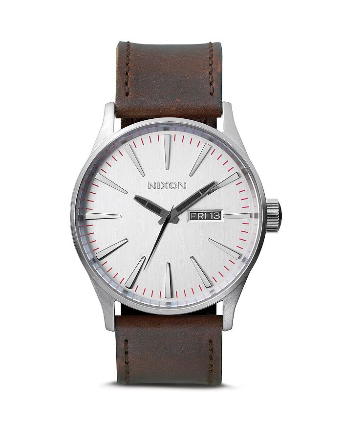 NIXON THE SENTRY LEATHER STRAP WATCH, 42MM,A105