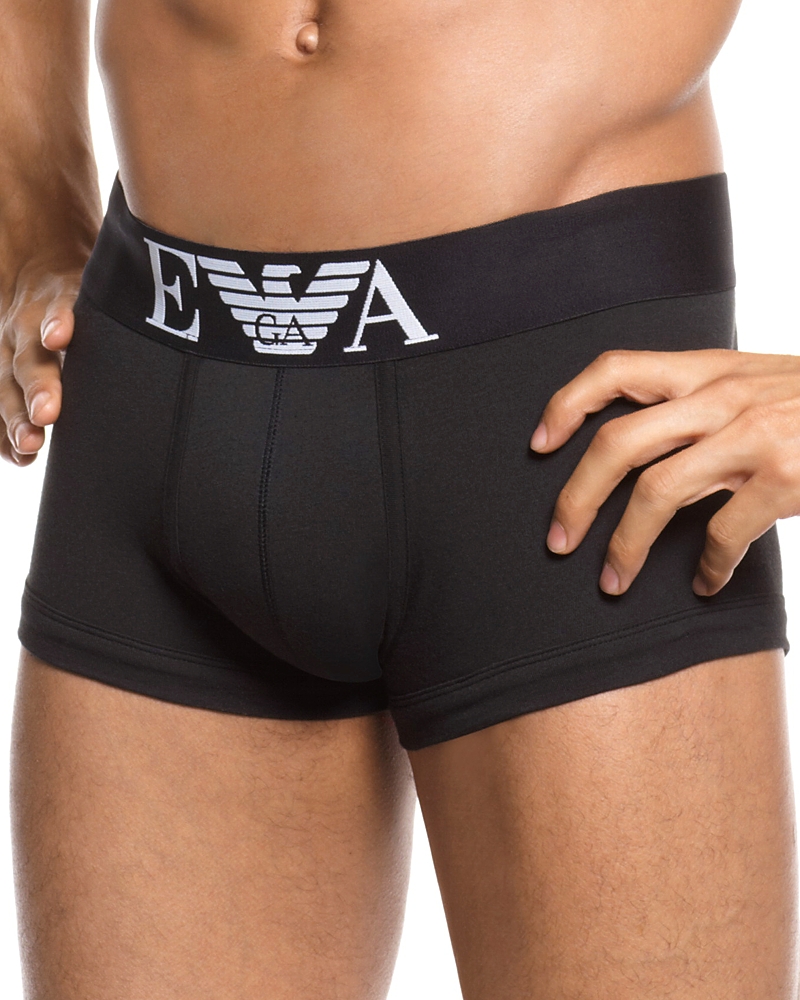 Emporio Armani Stretch Cotton Trunk In Black